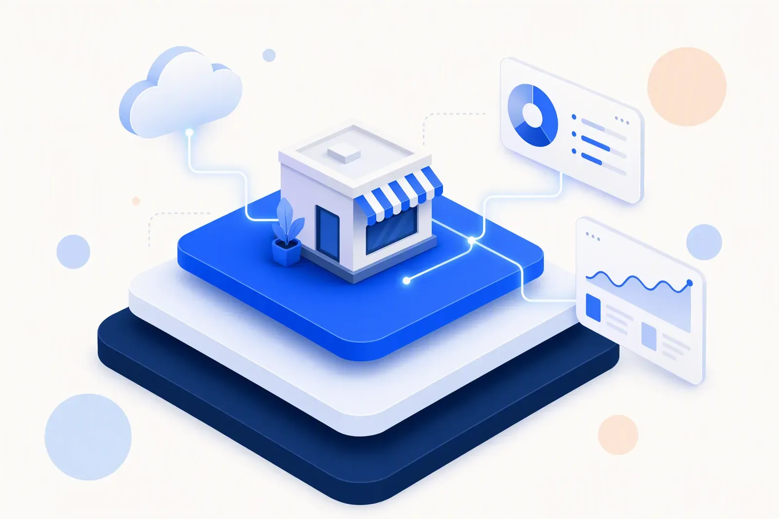 Illustration of a small business modernizing its operations with digital tools