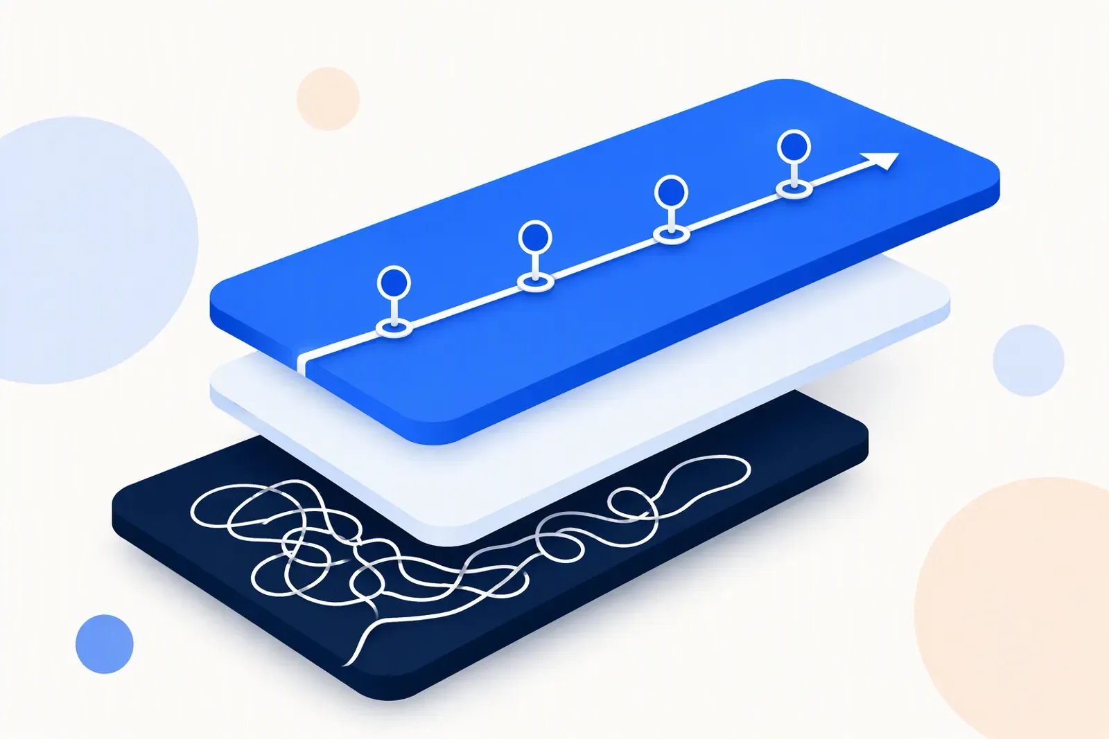 Illustration of tangled systems being organized into a clear technology roadmap